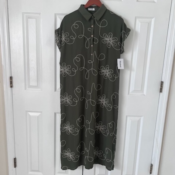 NWT Kindred Olive Green Midi/Maxi Dress w Design L - Picture 1 of 7